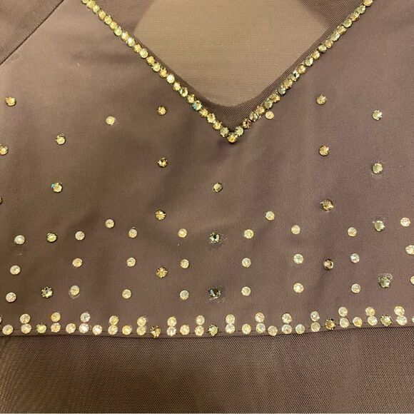 Reverence solo gray Custom rhinestoned dance costume long sleeve PXS (adult XS) - Picture 9 of 12